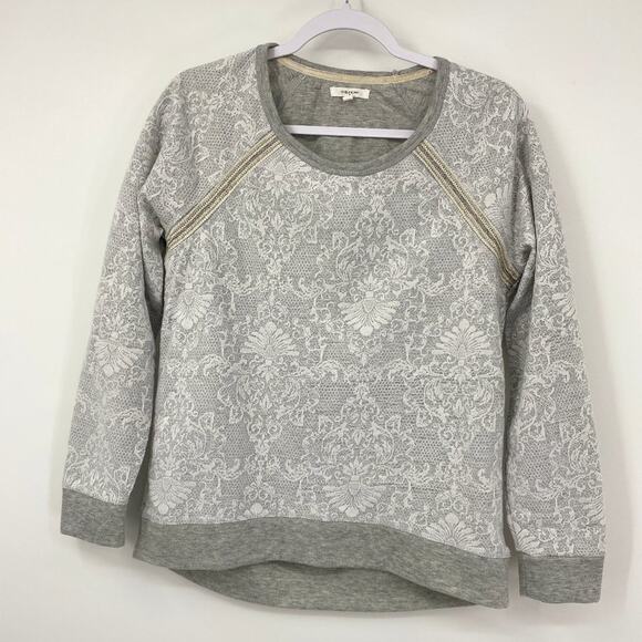 Maurices Womens Lace Overlay Gray Long Sleeve Sweater Top Medium - Picture 1 of 10